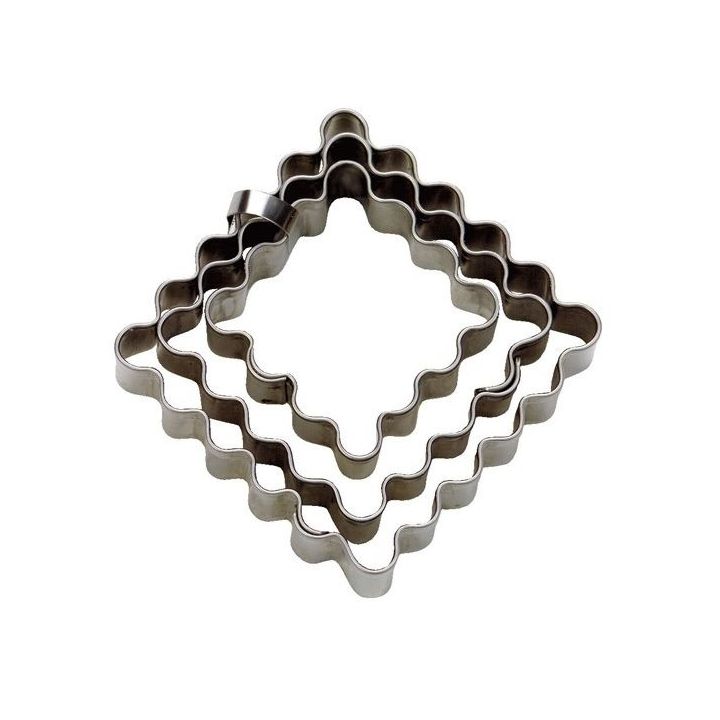 Set 3 Cookie Cutters "Square" - Fluted
